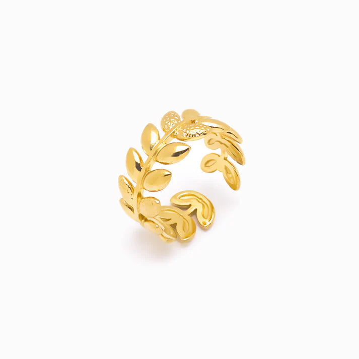Anel em Aço Dourado Ajustável - Floresta