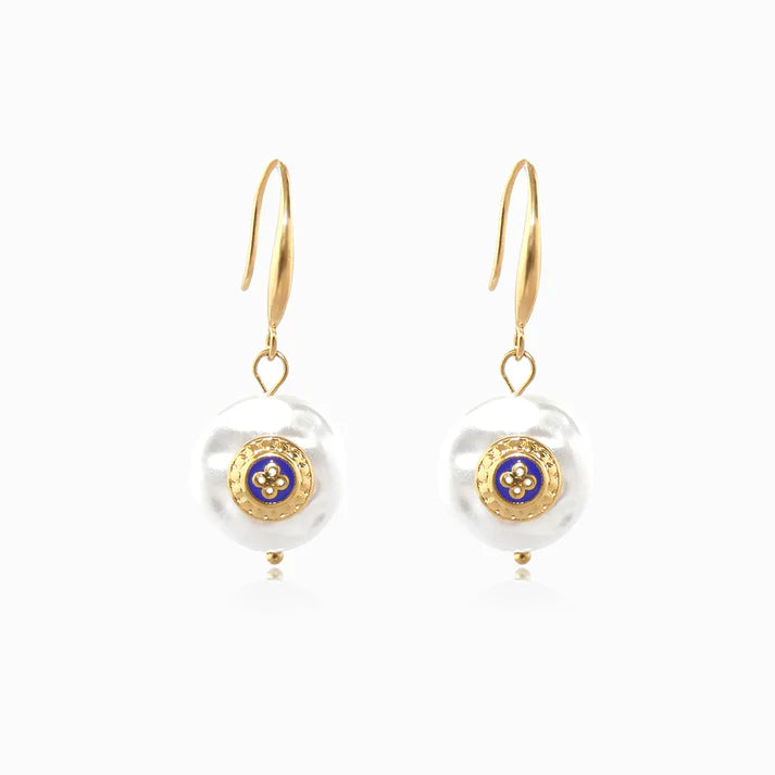 Brincos em Aço Dourado Rosa Portuguesa 40x17mm