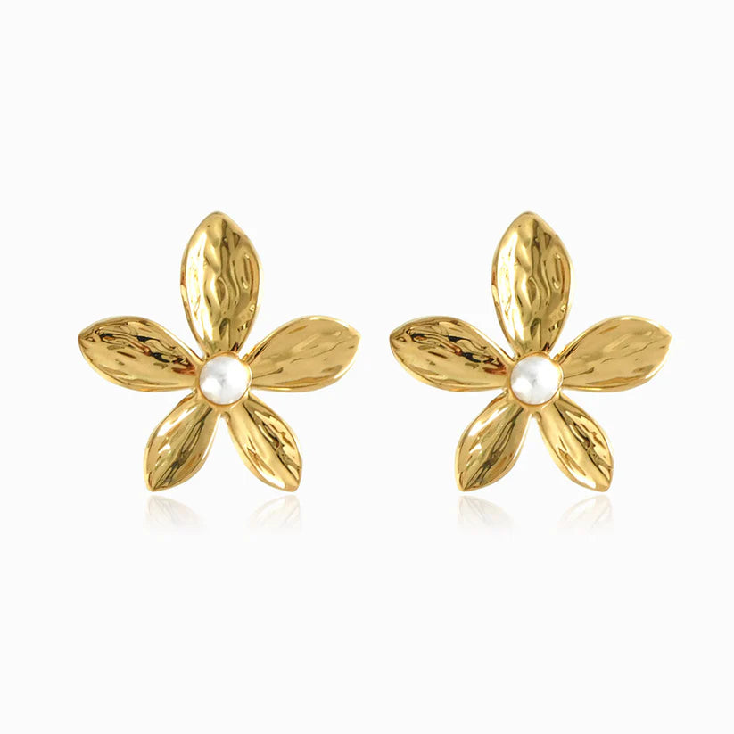 Brincos em Aço Dourado Flor