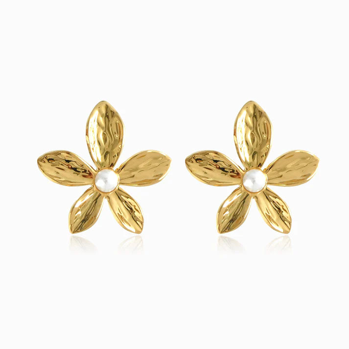 Brincos em Aço Dourado Flor