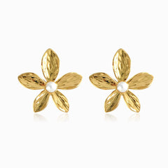Brincos em Aço Dourado Flor