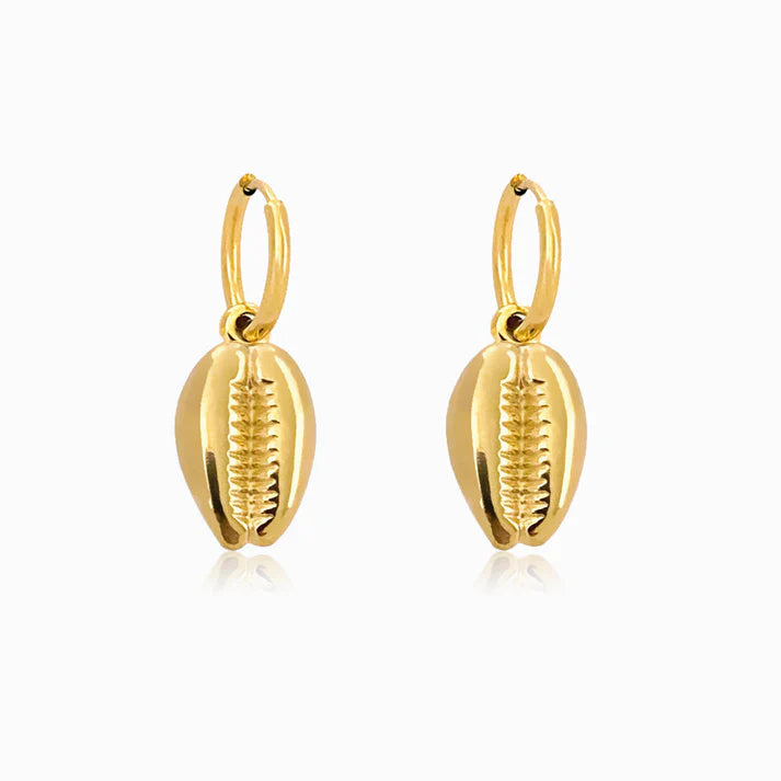 Brincos em Aço Dourado Búzio