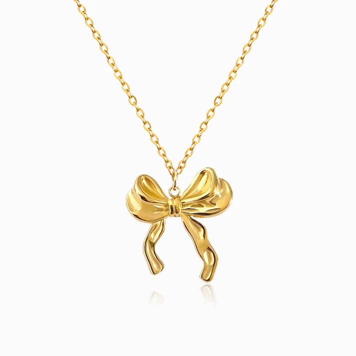 Colar em Aço Dourado Laço