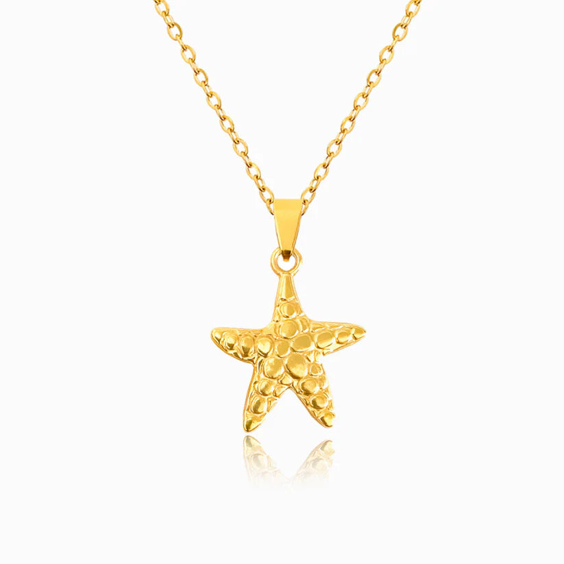 Colar em Aço Dourado com pendentes Estrela do Mar
