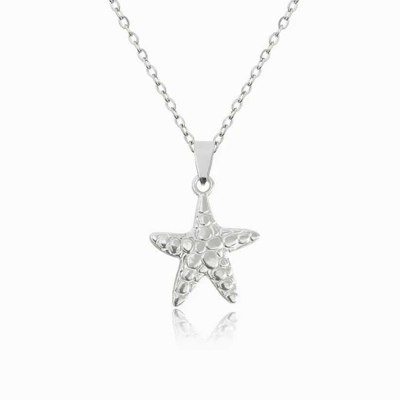 Colar em Aço Prateado com Pendente Estrela do Mar