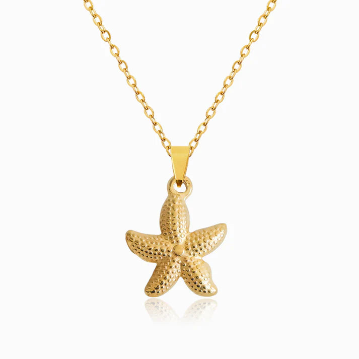 Colar em Aço Dourado Estrela do Mar