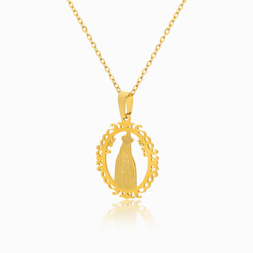 Colar em Aço Dourado pendente Nossa Senhora