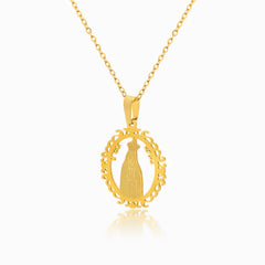 Colar em Aço Dourado pendente Nossa Senhora