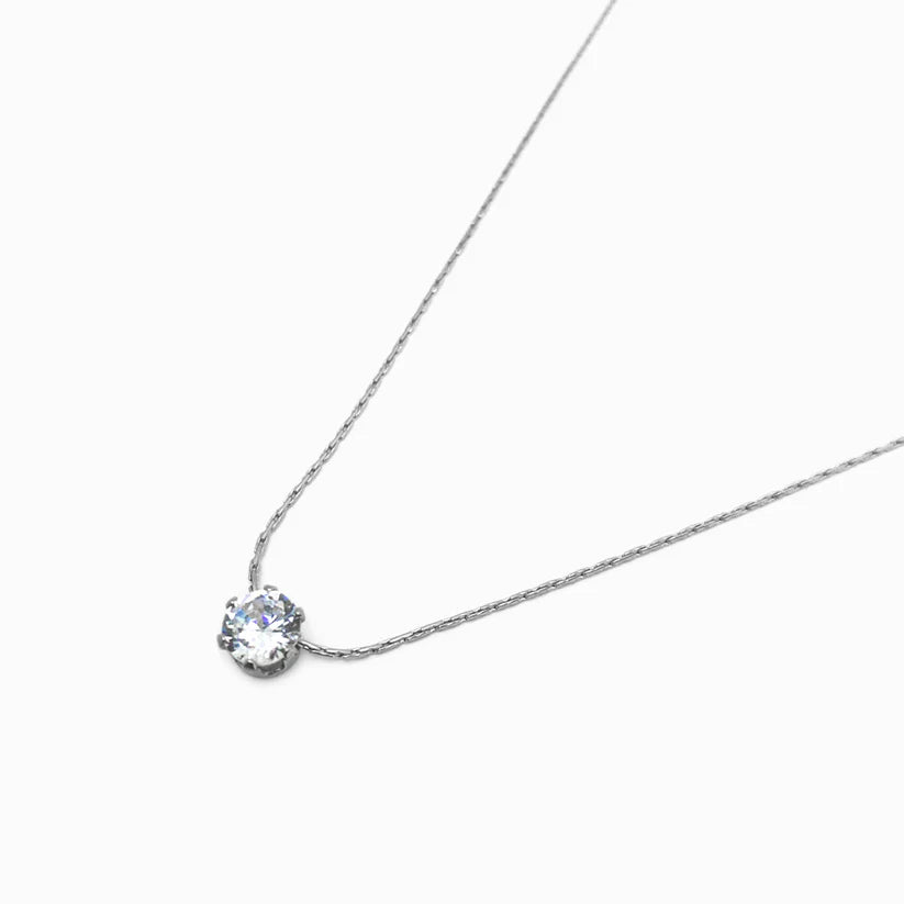 Colar em Aço Prateado Simples com Zircónia
