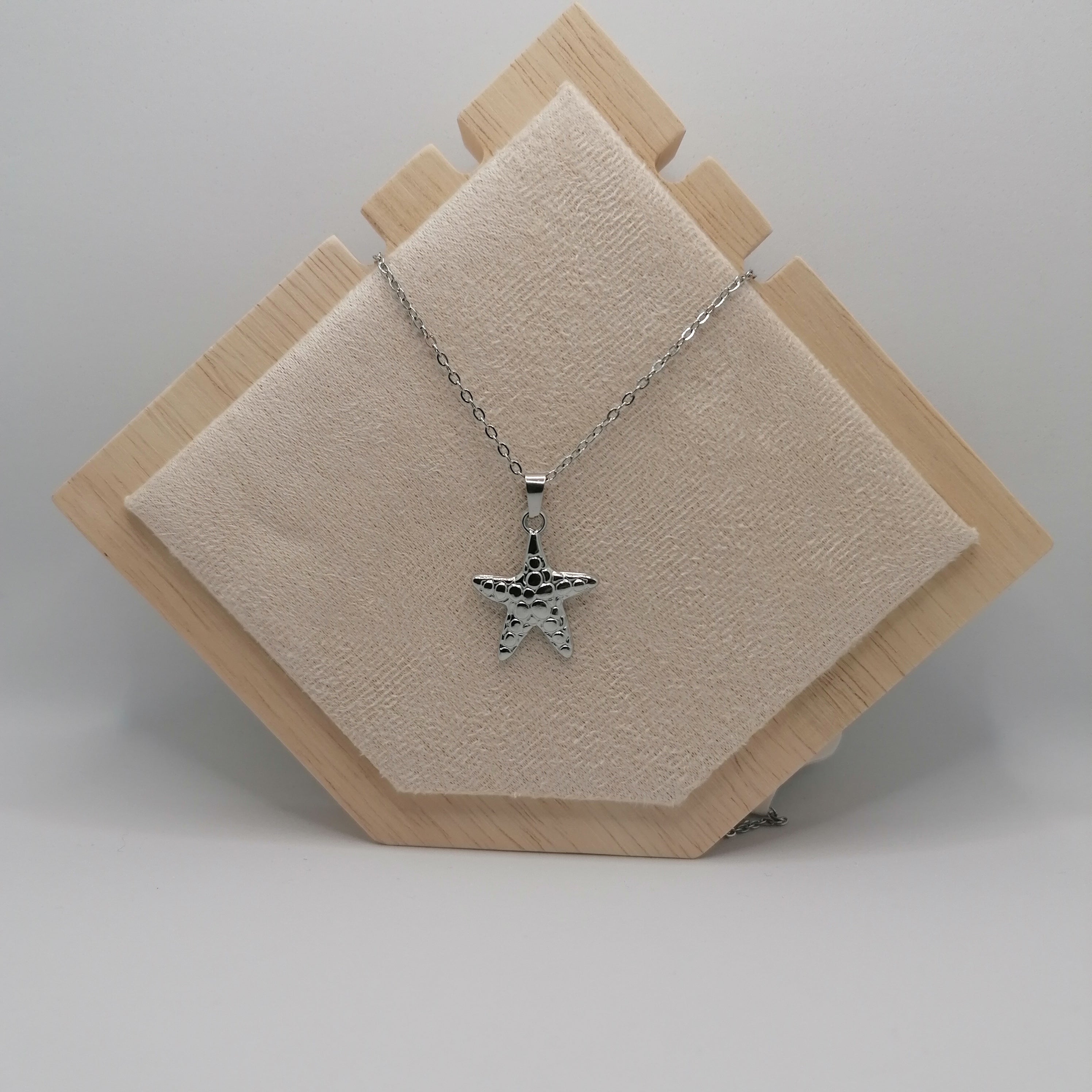 Colar em Aço Prateado com Pendente Estrela do Mar