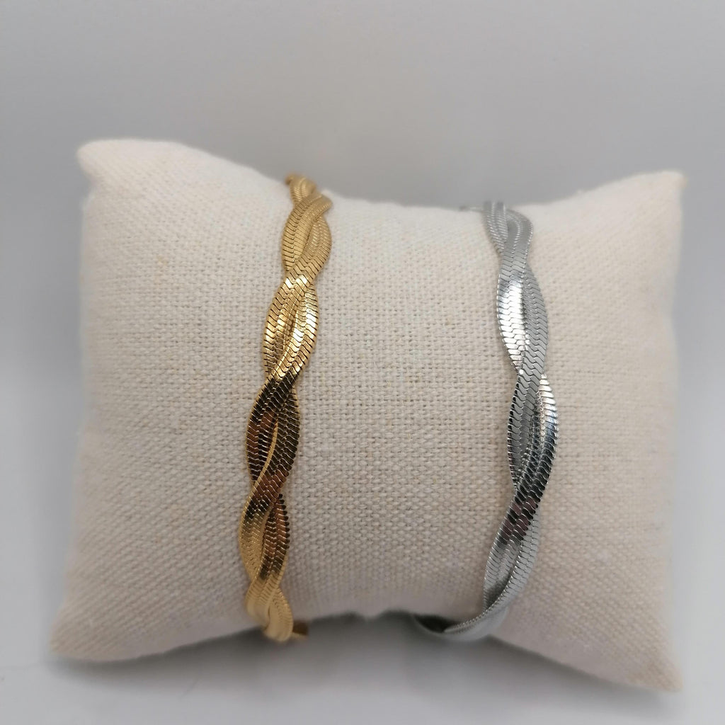 Pulseira Aço Prateada Malha Snake