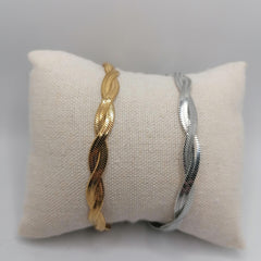 Pulseira Aço Prateada Malha Snake