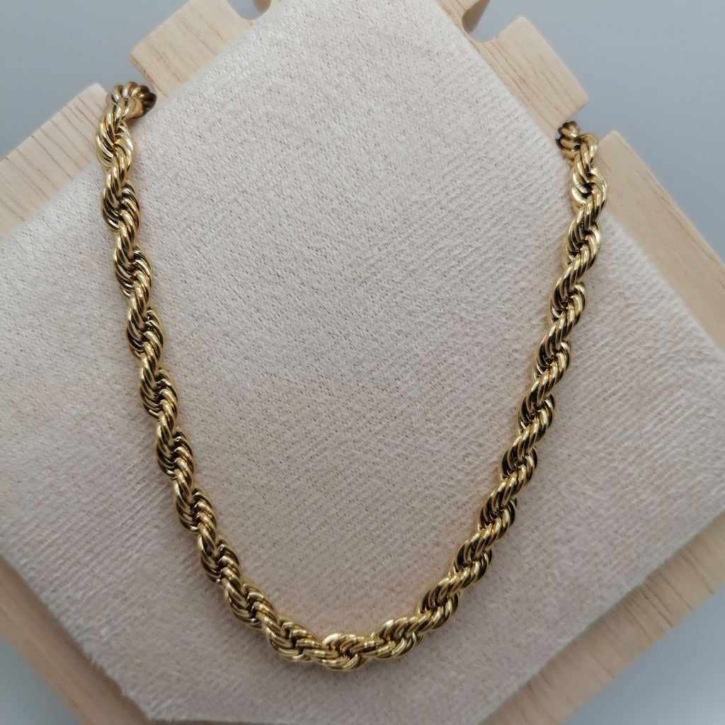 Colar em Aço  Dourado Corrente Torcida Dourado