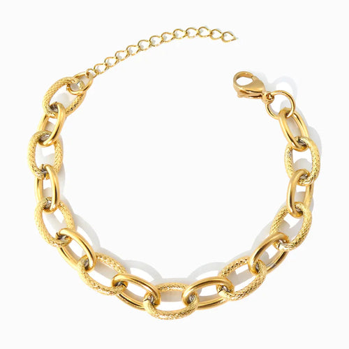 Pulseira em Aço Dourado com Hiphop