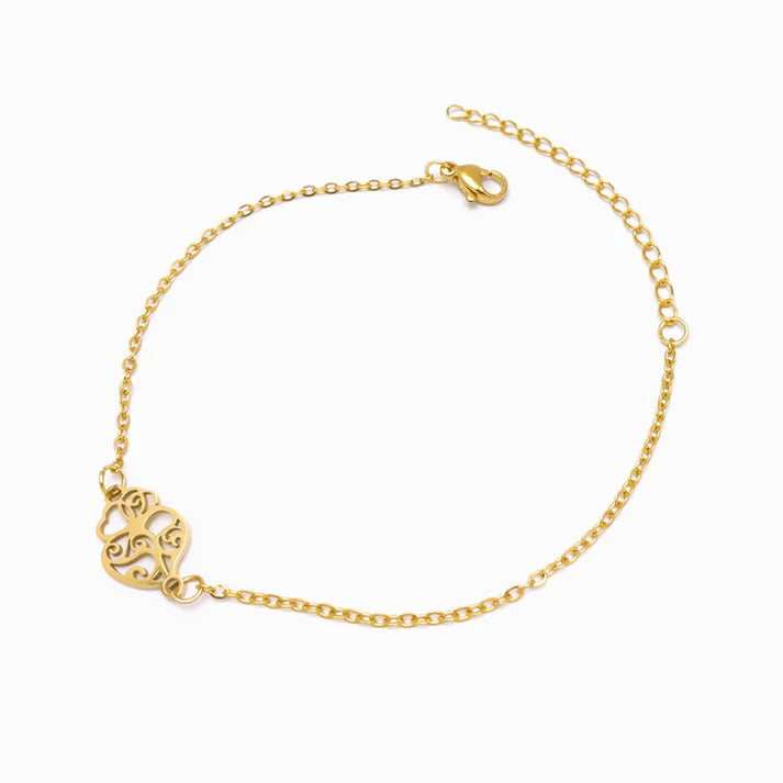 Pulseira em Aço Dourado Coração de Viana