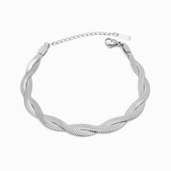 Pulseira Aço Prateada Malha Snake