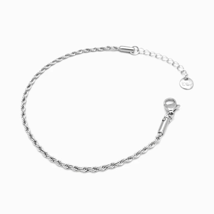 Pulseira em Aço Prateada Torcida 2.2mm