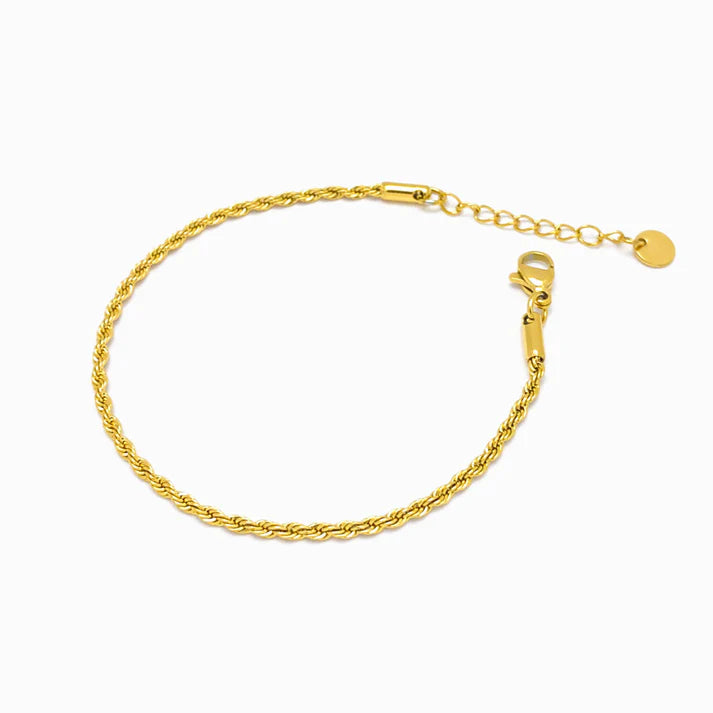 Pulseira em Aço Dourado Torcida Fina