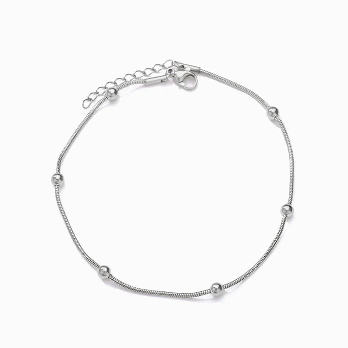 Pulseira em Aço Prateado com Bolinhas