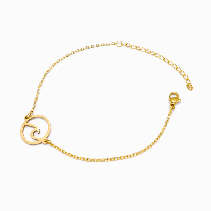 Pulseira em Aço Dourado Onda do Mar