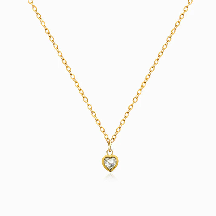 Colar em Aço Dourado com pendente Coração Sintilante