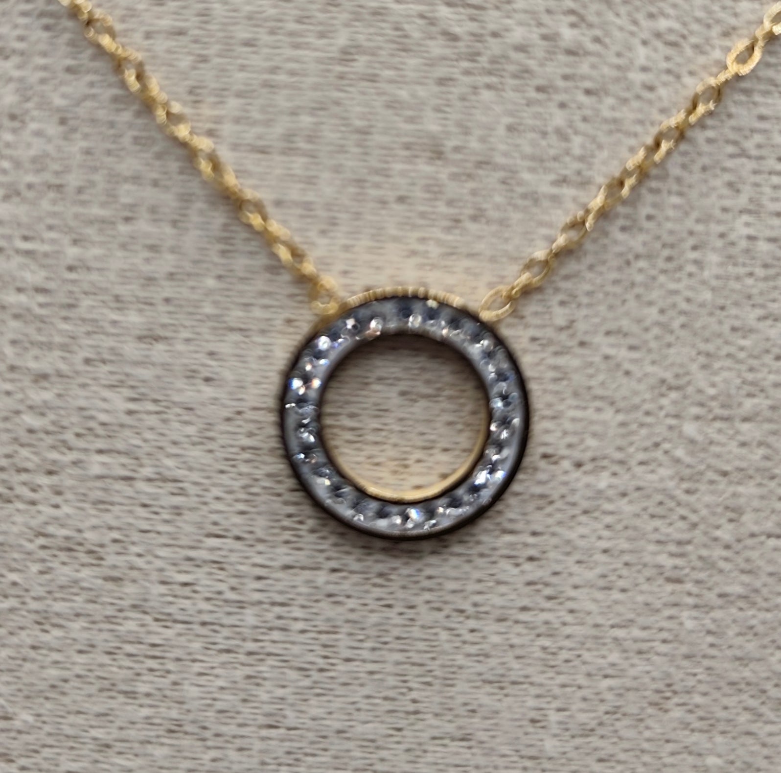 Colar Aço Dourado Pendente Circulo