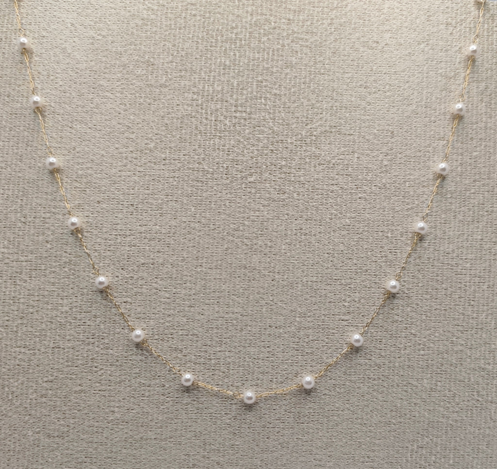 Colar Aço Dourado com Pérolas