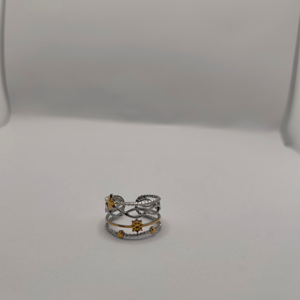 Anel Aço Dourado e Prateado Charme