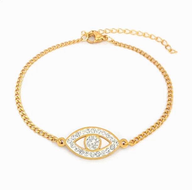 Pulseira Aço Dourado Olha Turco