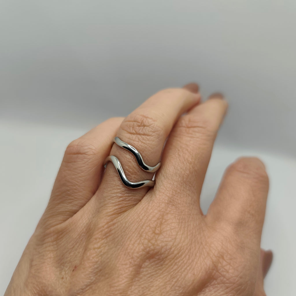 Anel Duplo Aço Dourado