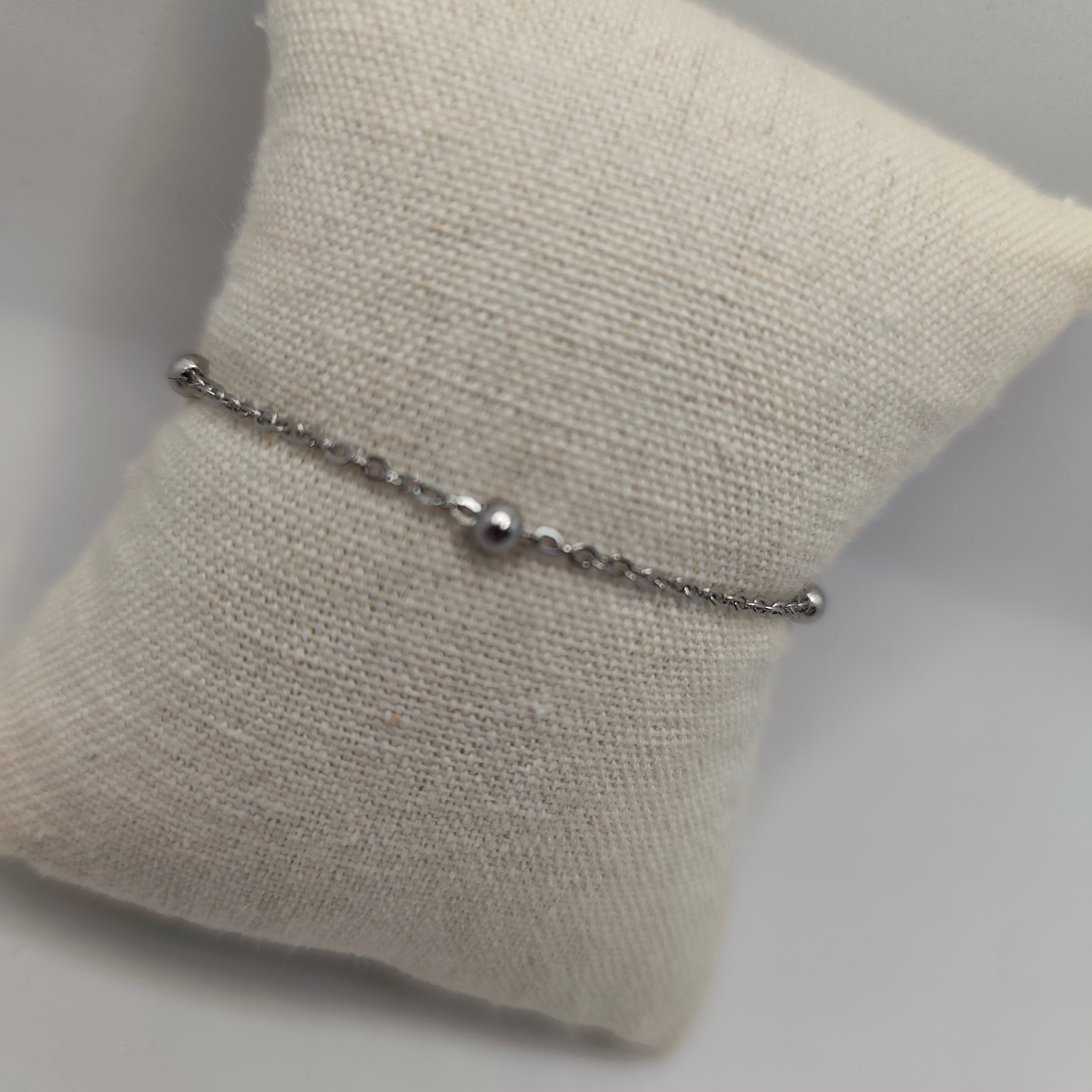 Pulseira Aço Prateado Bolinhas