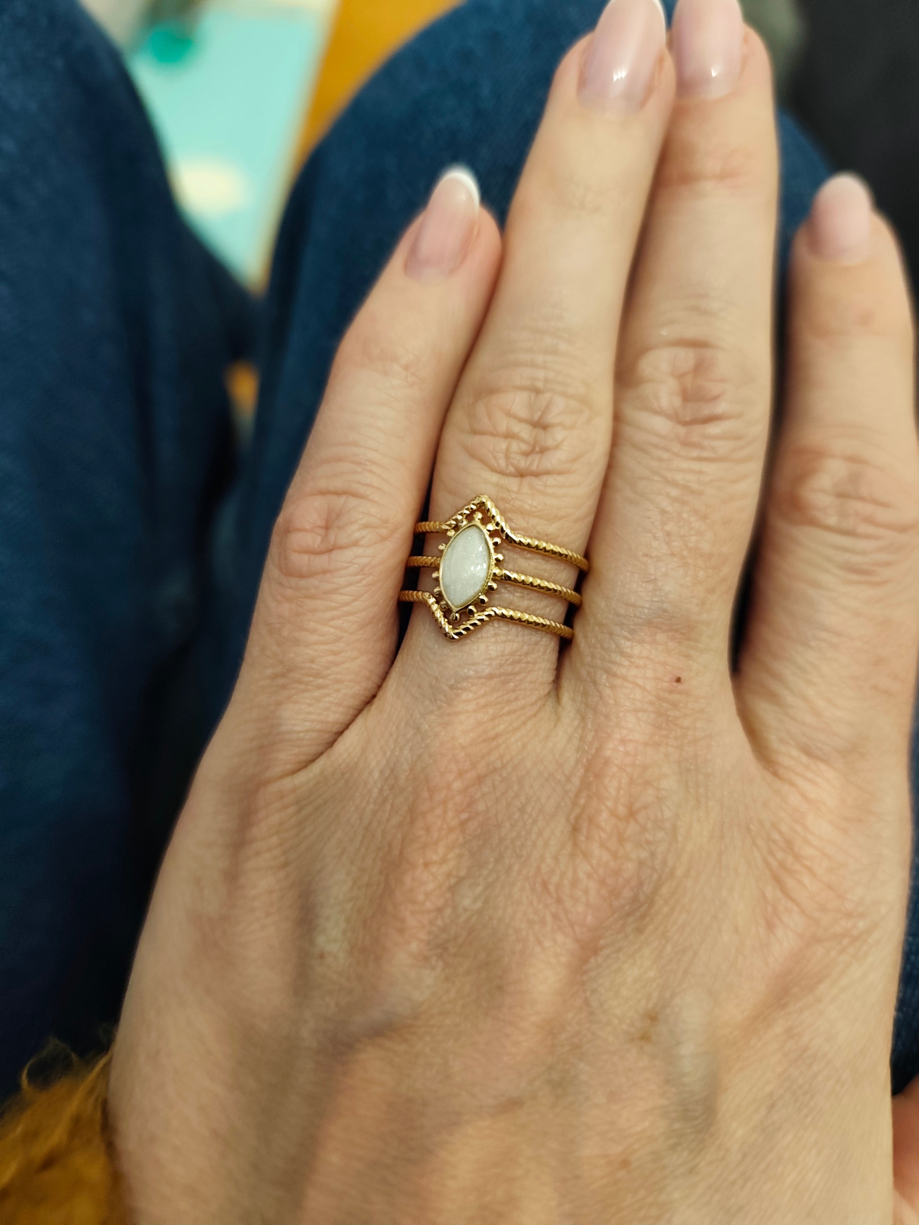 Anel Aço Dourado Princesa