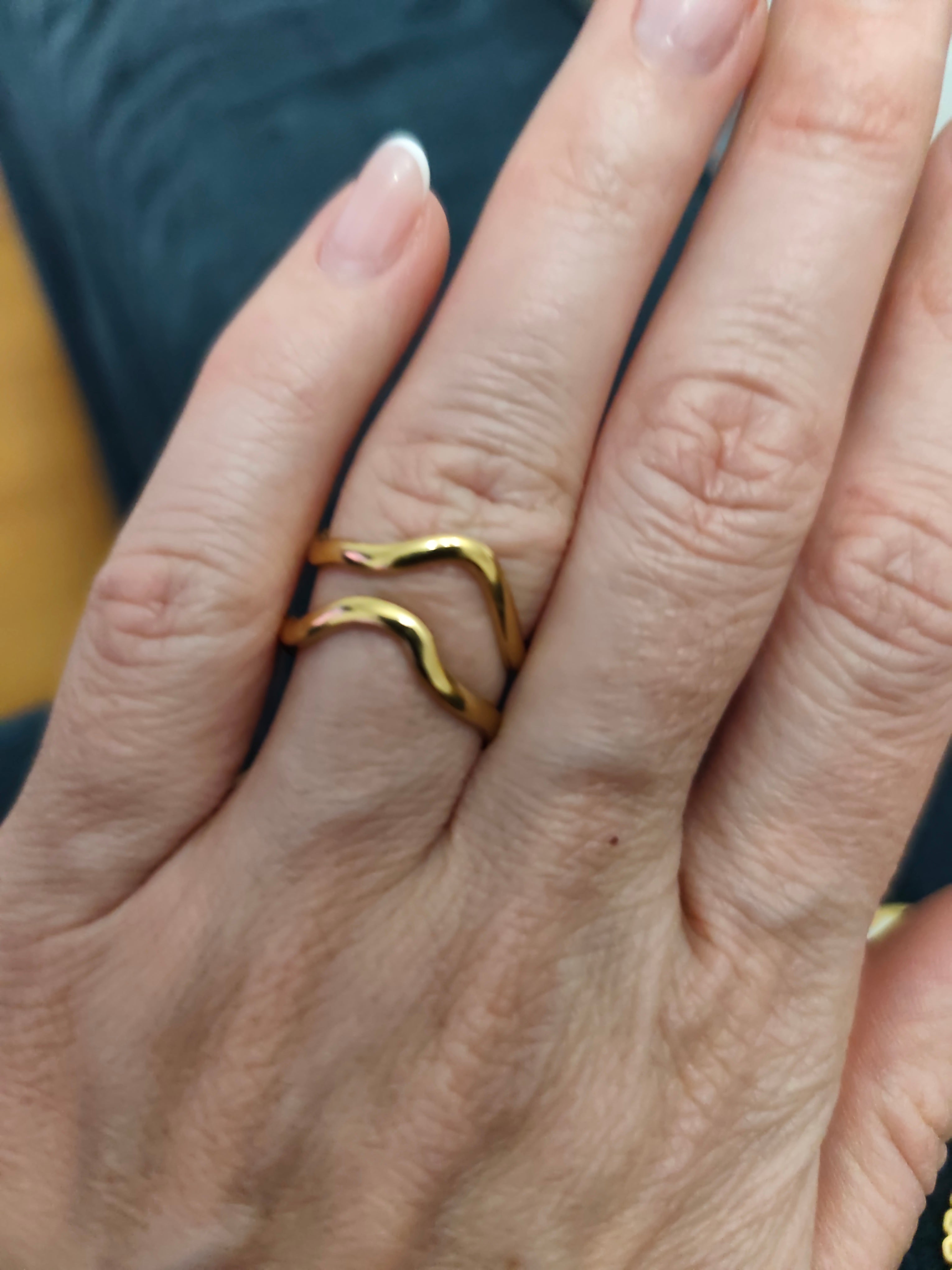 Anel Duplo Aço Dourado