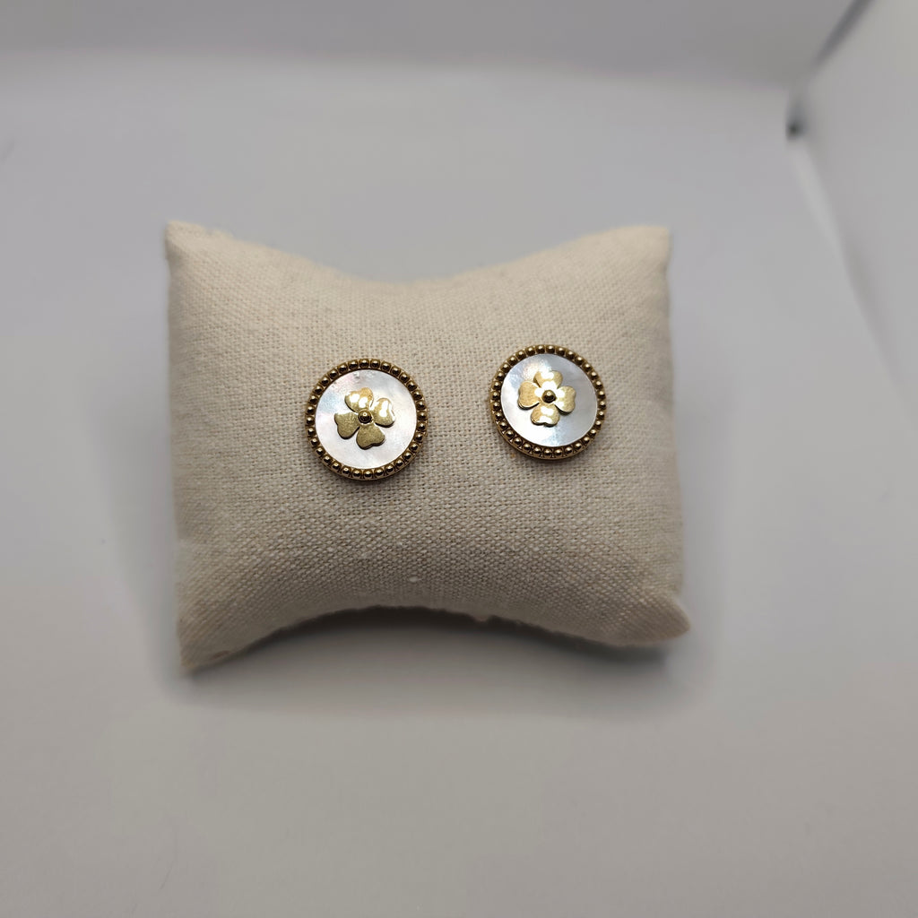 Brincos Aço Dourado Trevo