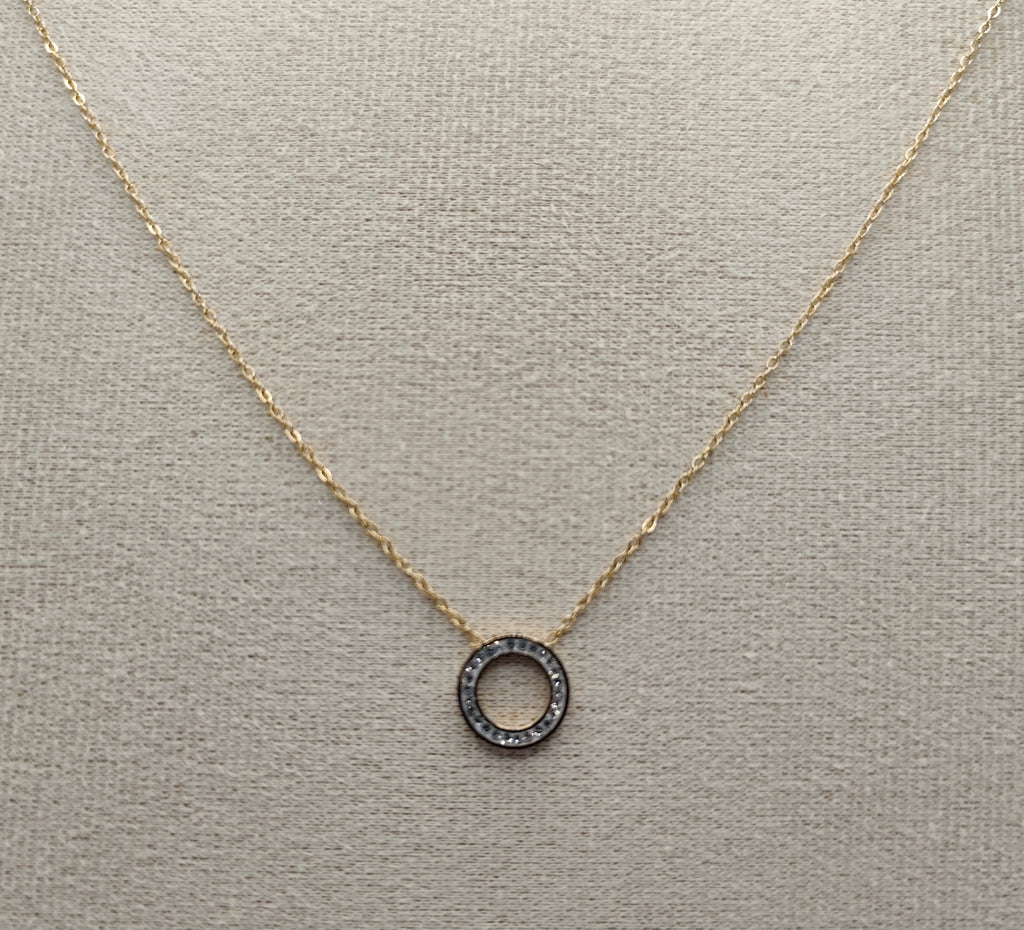 Colar Aço Dourado Pendente Circulo